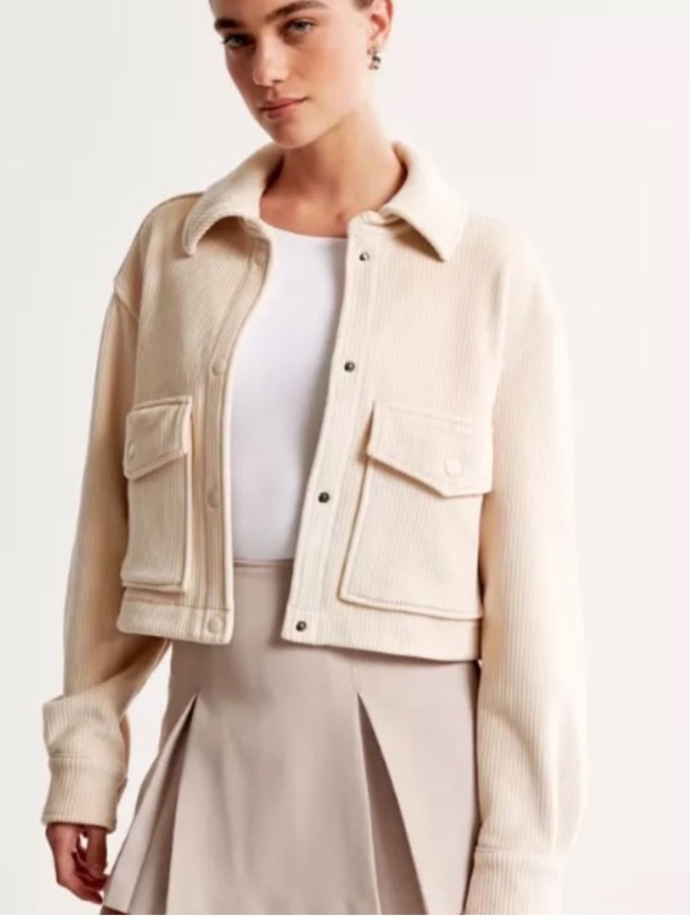 Abercrombie Velour Corduroy Cropped Shacket